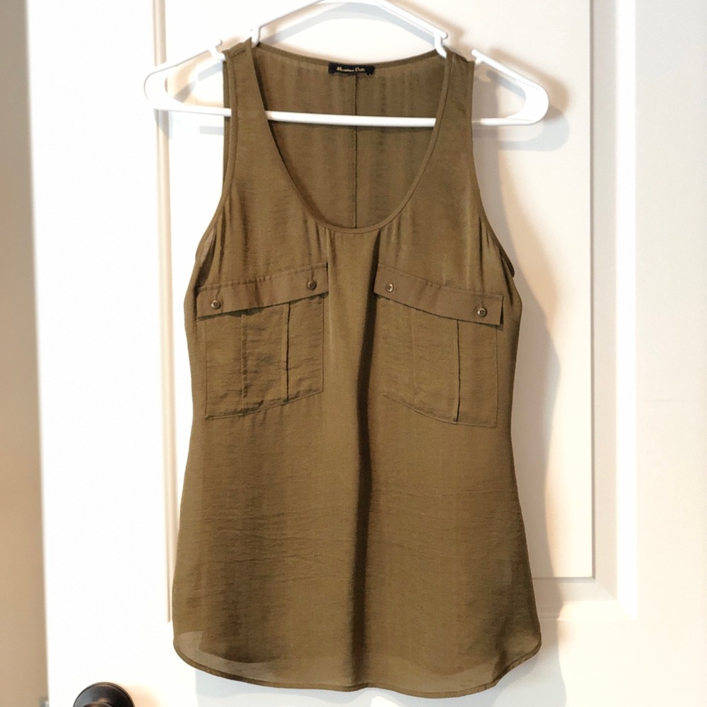 Olive Green Massimo Dutti Silk Tank